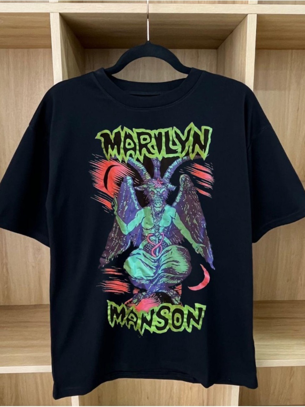 Gothic Metal Neon Green Devil Graphic T-Shirt